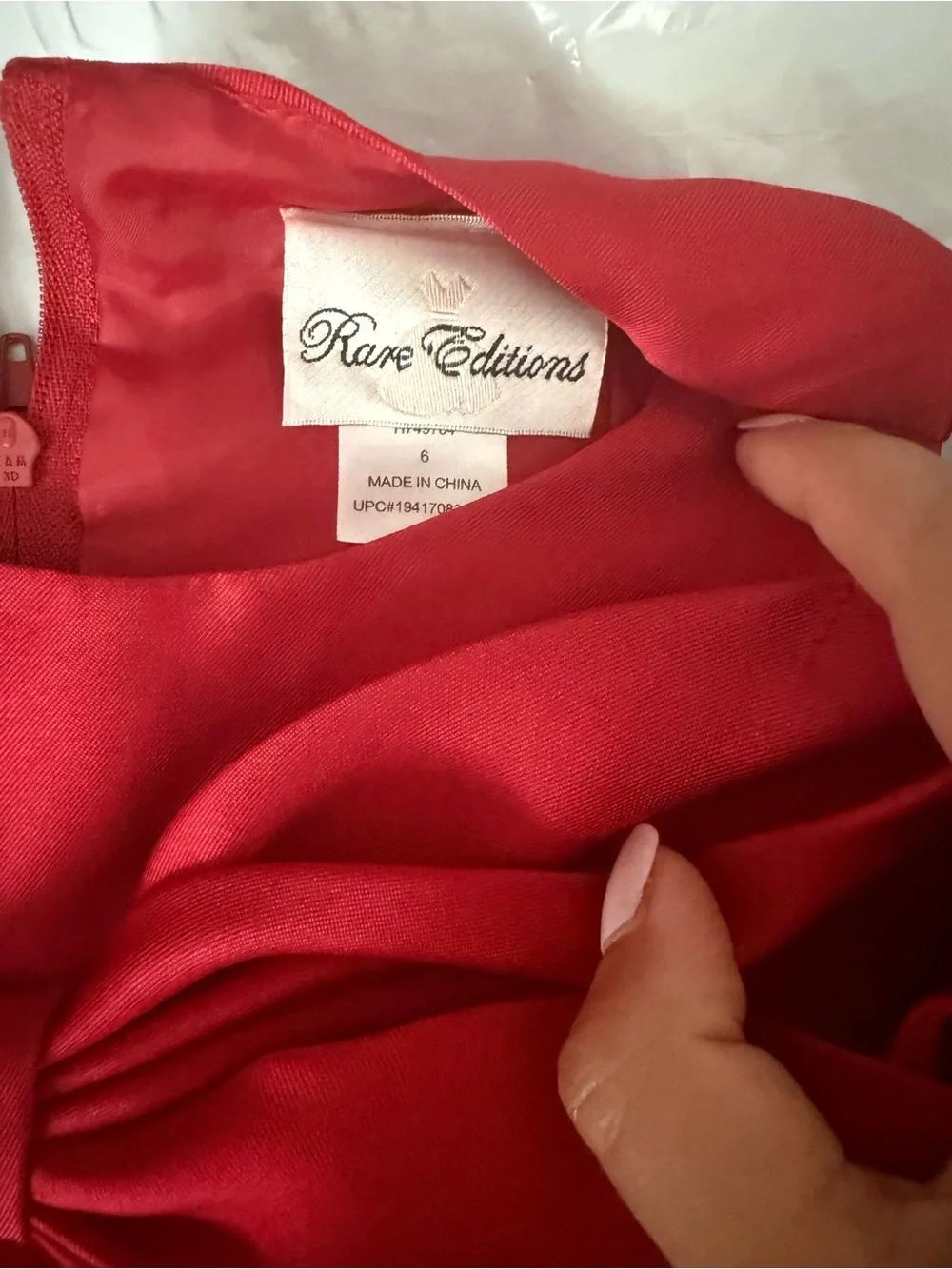 Rare Editions Red Satin Bow-Front Girls' Formal Dress